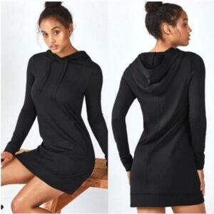 Fabletics Women's Black Yukon Hoodie Sweatshirt Mini Dress Size XXS